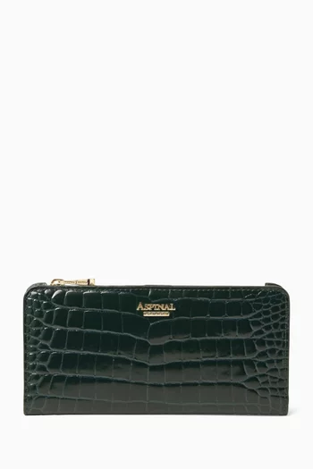 Large Mayfair Wallet in Patent Croc-embossed Leather