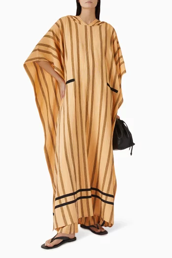 بونشو سولي طويل بنقشة مخططة قطن