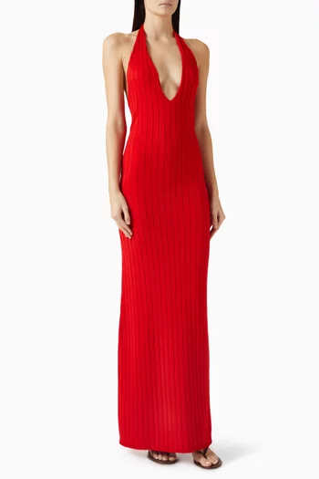 Reni Halterneck Maxi Dress in Knit