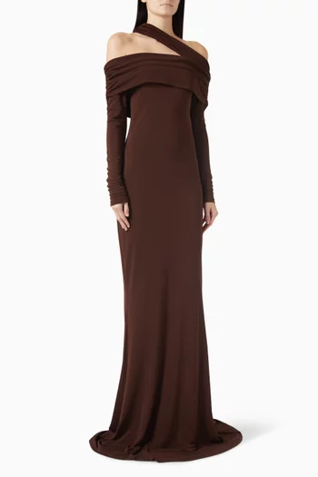 Sia Asymmetrical Maxi Dress in Jersey