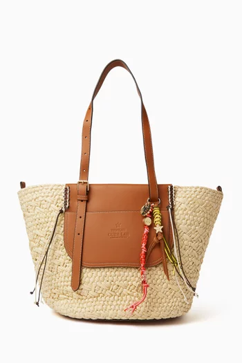 Tropicana Tote Bag in Raffia & Leather