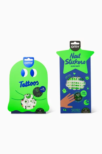 Ghost Tattoo & Glow Party Nail Stickers Set