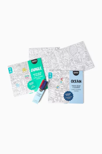 Jungle & Ocean Colouring Poster Set