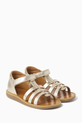 Poppy Strap Sandals in Leather