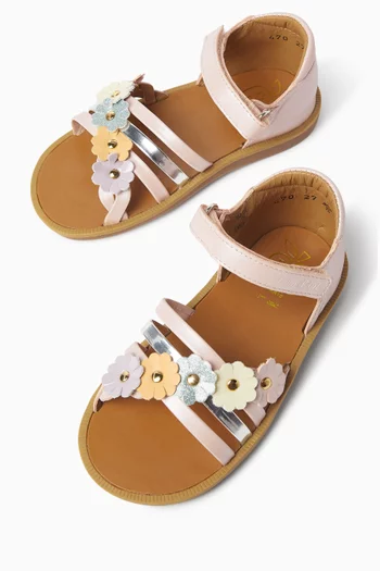 Poppy Multi Flo Sandals in Leather