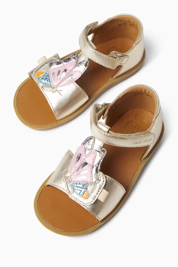 Poppy Papillon Sandals in Metallic Leather