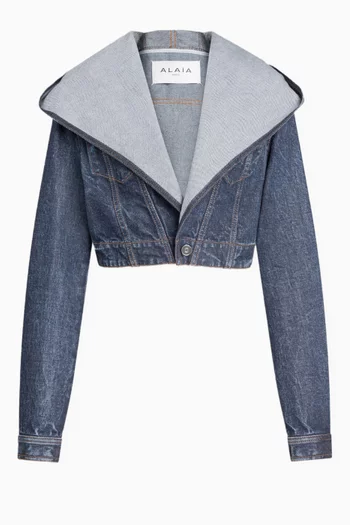 Hooded Crop Jacket in Denim