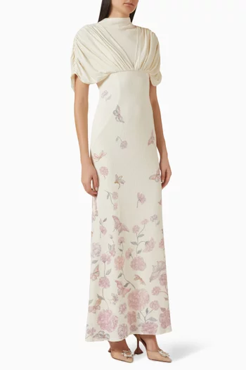 فستان سهرة بقصة ذيل السمكة بدرابيه