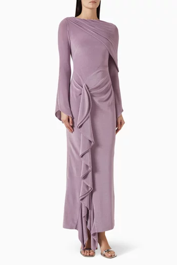 فستان بقصة مستقيمة وفتحة رقبة غير متماثلة