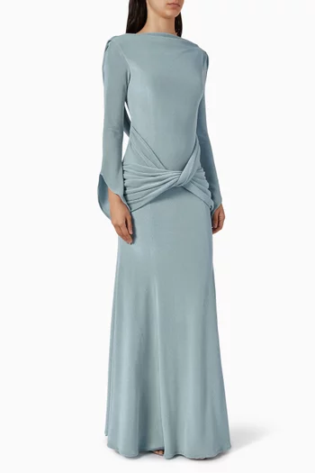 فستان سهرة بتصميم متقاطع وقصة ذيل السمكة