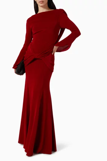 فستان سهرة بتصميم متقاطع وقصة ذيل السمكة