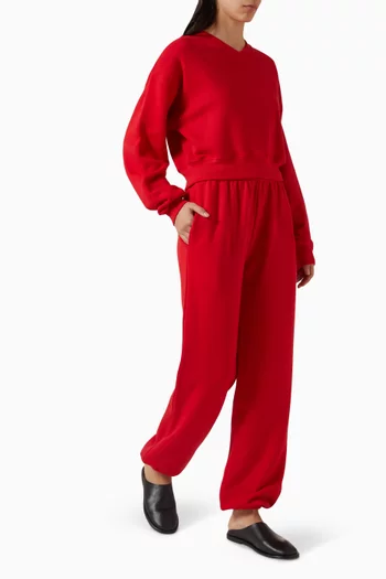 سويت شيرت قصير بفتحة رقبة على شكل حرف V‏ فرنش تيري