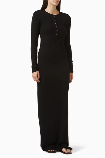 Henley Maxi Dress in Rayon Blend