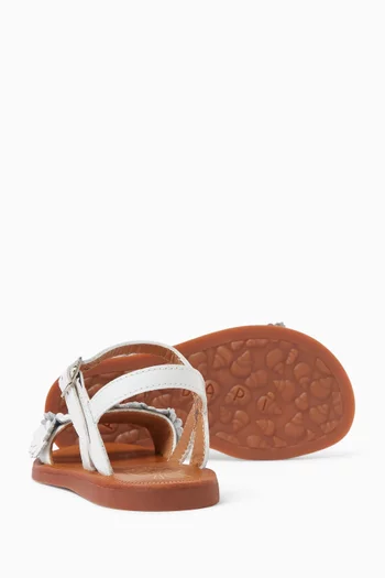 Plagette Floral Sandals in Leather