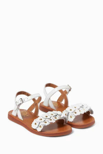 Plagette Floral Sandals in Leather