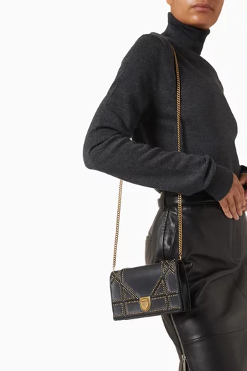 Studded Calfskin Diorama Wallet on Chain in Calfskin