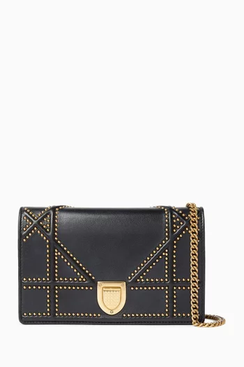 Studded Calfskin Diorama Wallet on Chain in Calfskin