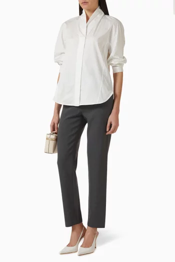 بلوزة قطن بياقة بتصميم بشال