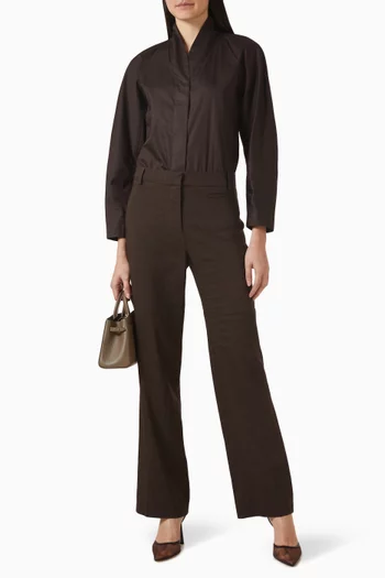 بلوزة قطن بياقة بتصميم بشال