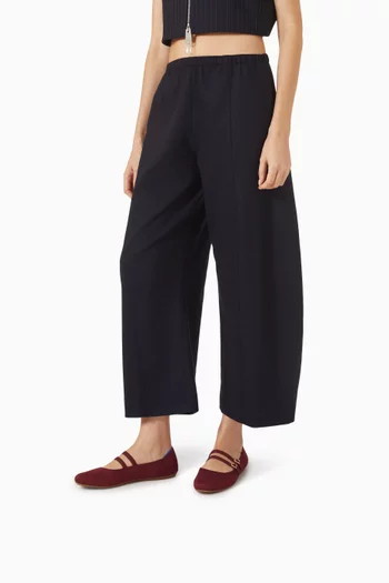 حذاء ماري جين بإبزيمين وكعب مسطح نسيج