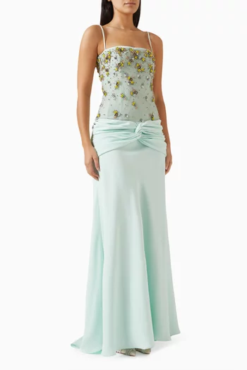 Nissa Gown in Lace & Crepe