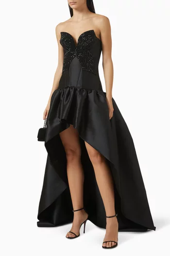 Thara High-low Gown in Silk Mikado