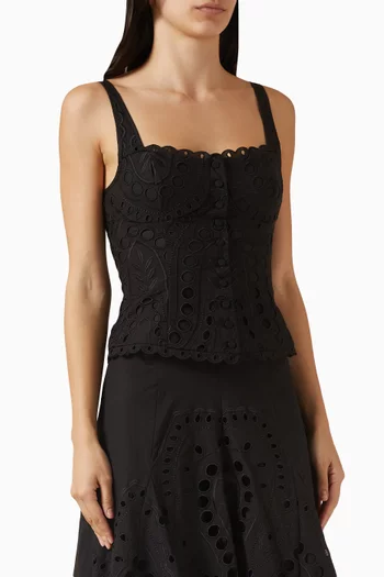 Nereus Broderie Anglaise Top in Cotton Blend