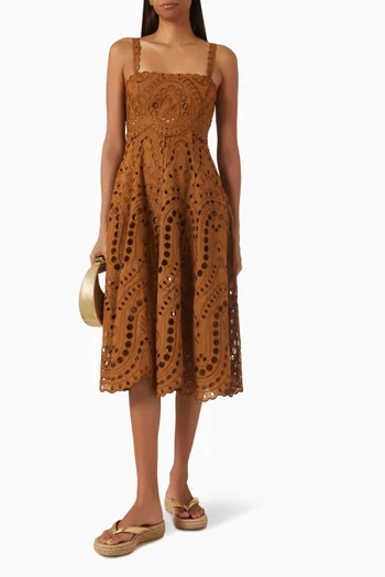 Glimmer Broderie Anglaise Dress in Cotton Blend