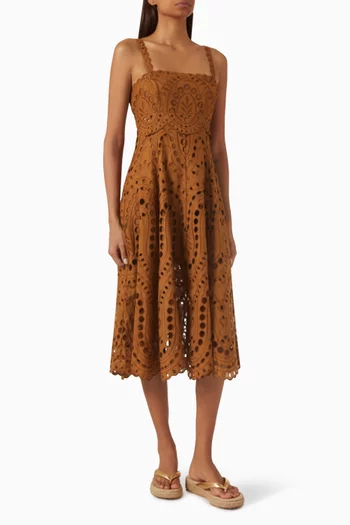 Glimmer Broderie Anglaise Dress in Cotton Blend