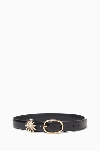 حزام بحلية على شكل زهرة جلد