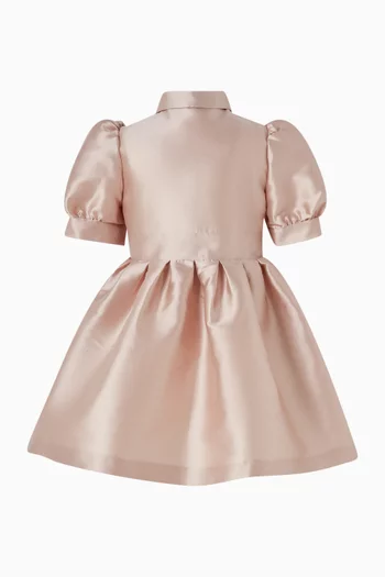 Puffed Pocket Shirt Dress in Satin