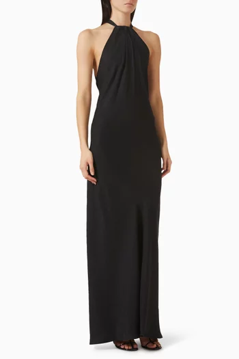 فستان برباط على الرقبة حرير جاكار