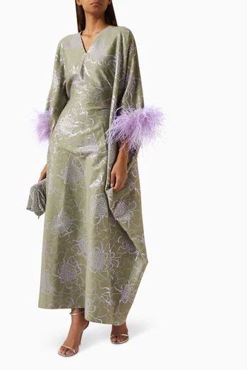 Feather-trim Kaftan