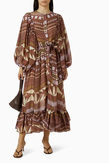 فستان طويل بنقشة