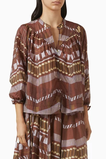 Printed V-neck Blouse