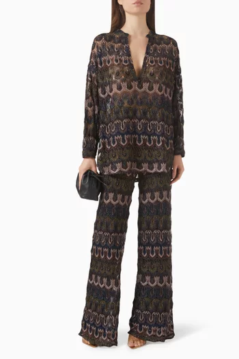 بنطال بقصة فضفاضة فيسكوز لامع