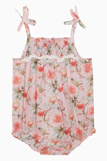 Shirred Printed Romper