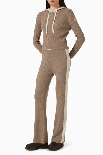 كنزة بغطاء رأس بحواف مضلعة مزيج كشمير