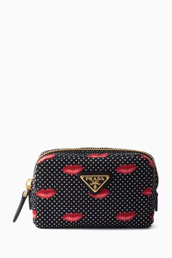 Small Pouch in Lip-printed Nylon
