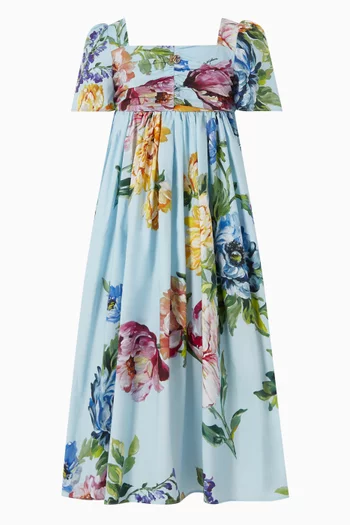 فستان بنقشة زهور قطن بوبلين