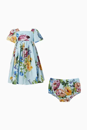 Floral Dress in Poplin Cotton