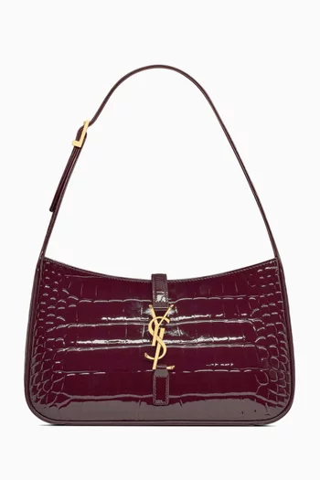 LE 5 À 7 Shoulder Bag in Croc-embossed Patent Leather
