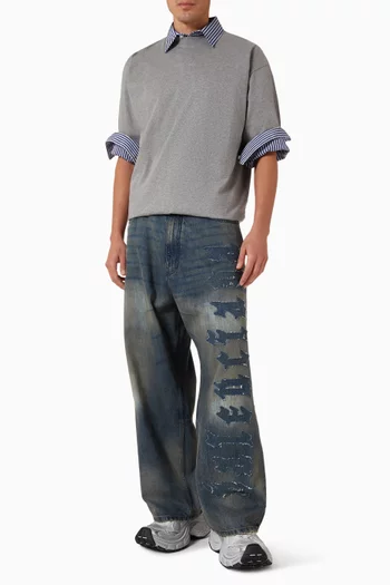 Minimal Baggy Pants in Cotton-denim