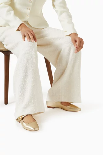 حذاء باليرينا ميكيلا بكعب مسطح جلد لامع