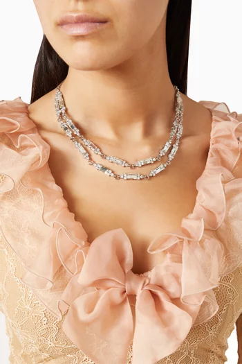 Double Crystal Necklace in Brass