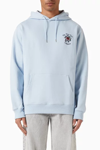 كنزة بغطاء رأس مزينة بوردة وشعار الماركة قطن