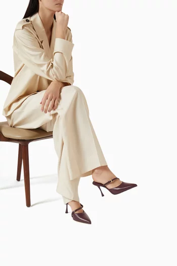 حذاء ألتو مفتوح من الخلف بكعب 90 مم جلد عجل