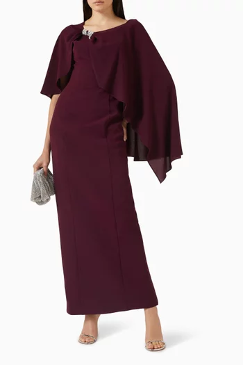 طقم فستان وكاب بعقدة مطرزة