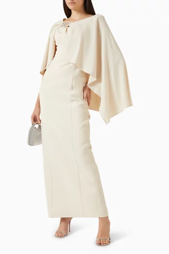 طقم فستان وكاب بعقدة مطرزة