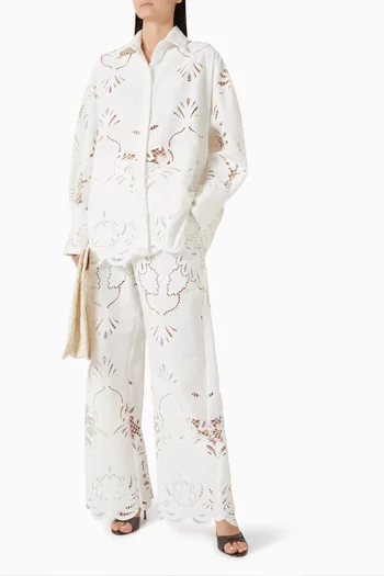 Cut-out Wide-leg Pants in Lace